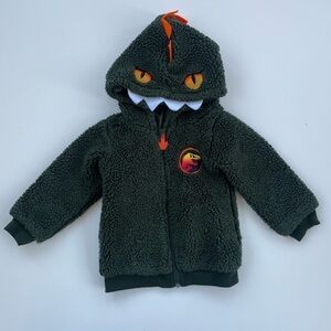 Jurassic Park Jurassic World Toddler Boys Green Sherpa Dinosaur Hoodies Size 2T